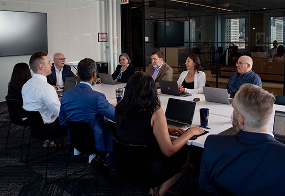 Large group meeting in conference room